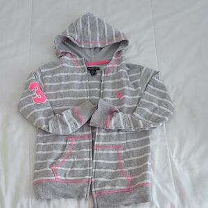 U.S. Polo Assn. Kids Gray and Pink Hoodie